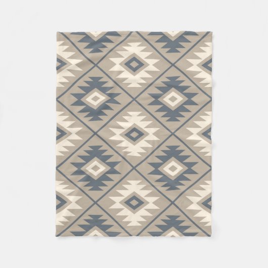 Aztec Symbol Stylisiert Big Ptn Blue Cream Sand Fleecedecke (Vorderseite)
