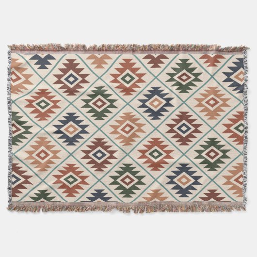 Aztec Symbol Stylisierte Muster Farbe Mix Decke (Vorderseite)
