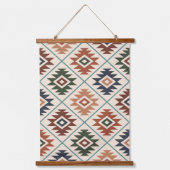 Aztec Symbol Stylisierte Muster Farbe Mix Wandteppich Mit Holzrahmen (Vorderseite)
