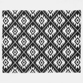 Aztec Symbol Stylisierte Muster Weiß auf Schwarz Fleecedecke (Vorderseite (Horizontal))