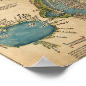 Aztec Tenochtitlan City Map, 1524 Hernan Cortes Poster (Ecke)