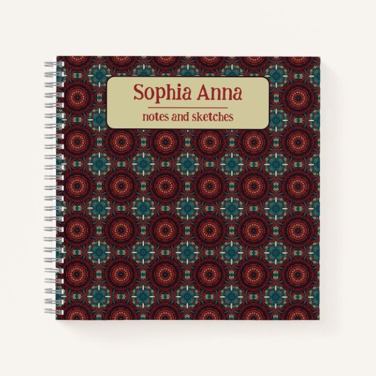 Aztec Textile Geometric Burgundy Pattern Notizblock (Vorderseite)