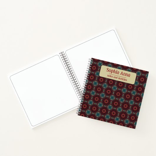 Aztec Textile Geometric Burgundy Pattern Notizblock (Innenseite)