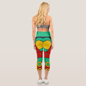 Aztec Tiki Mask Capri Leggings (Rückseite)