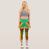 Aztec Tiki Mask Capri Leggings (Vorderseite)