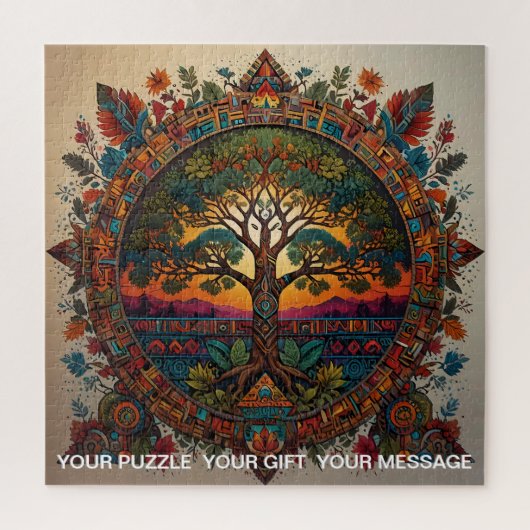 Aztec Tree of Life Abstrakt Medium Mix Puzzle (Vertikal)