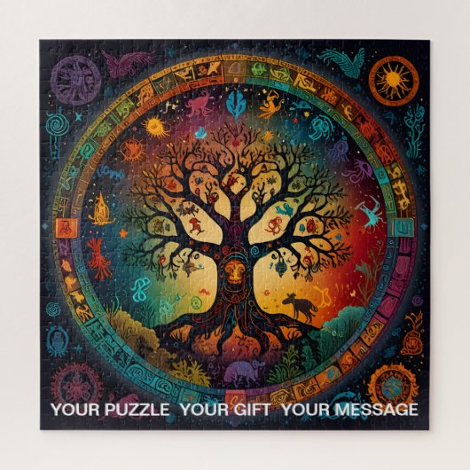 Aztec Tree of Life Abstrakt Medium Mix Puzzle (Vertikal)