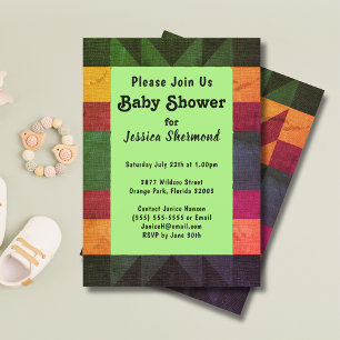 Aztec Tribal Abstrakt Retro 70er Baby Shower Card Einladung