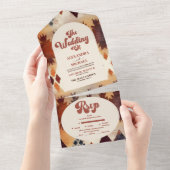 Aztec Tribal Brown Ethnic Western Wedding All In One Einladung (Abreißen)