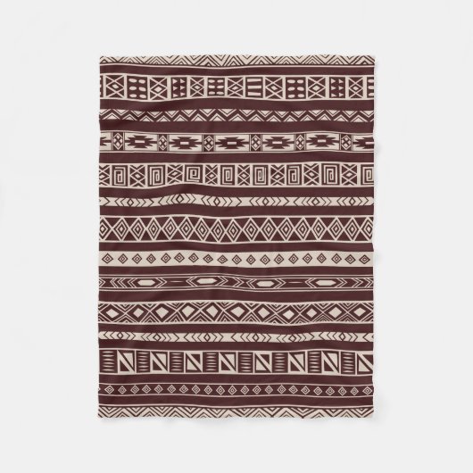 Aztec Tribal Ethnic Geometric Muster Braun Beige Fleecedecke (Vorderseite)
