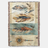 Aztec Tribal Feathers Medicinal Stick Decke (Vorderseite Vertikal)