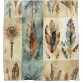 Aztec Tribal Feathers Medicinal Stick Duschvorhang (Vorderseite)