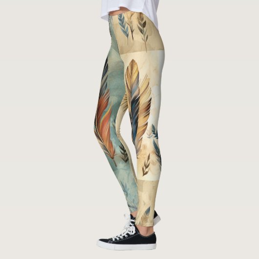Aztec Tribal Feathers Medicinal Stick Leggings (Links)