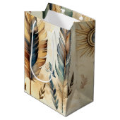 Aztec Tribal Feathers Medicinal Stick Mittlere Geschenktüte (Vorderseite Schrägansicht)