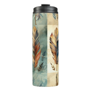 Aztec Tribal Feathers Medicinal Stick Thermosbecher