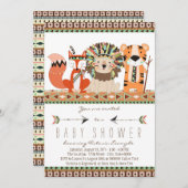 Aztec Tribal Fox Lion Tiger Baby Dusche Einladung (Vorne/Hinten)