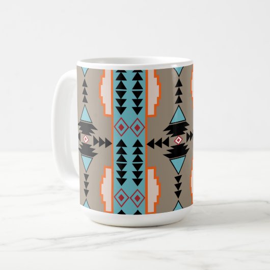 Aztec Tribal Geometric Kaffeetasse (Vorderseite Links)