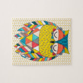 Aztec Tribal Modern Owl Chevron Art Puzzle (Horizontal)