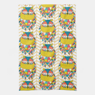 Aztec Tribal Modern Owl Illustration Geschirrtuch