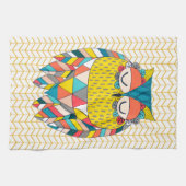 Aztec Tribal Modern Owl Illustration Küchentuch (Horizontal)
