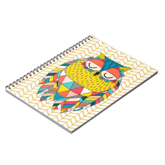 Aztec Tribal Modern Owl Illustration Notebook Notizblock (Linke Seite)