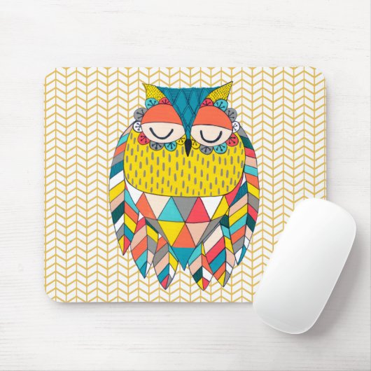Aztec Tribal Modern Owl Zickzack Mousepad (Mit Mouse)