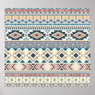 Aztec Tribal Motifs: Geometrisches Nahtloses Desig Poster