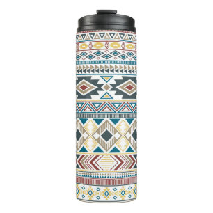 Aztec Tribal Motifs: Geometrisches Nahtloses Desig Thermosbecher
