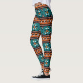 Aztec Tribal Muster Blau Leggings (Links)