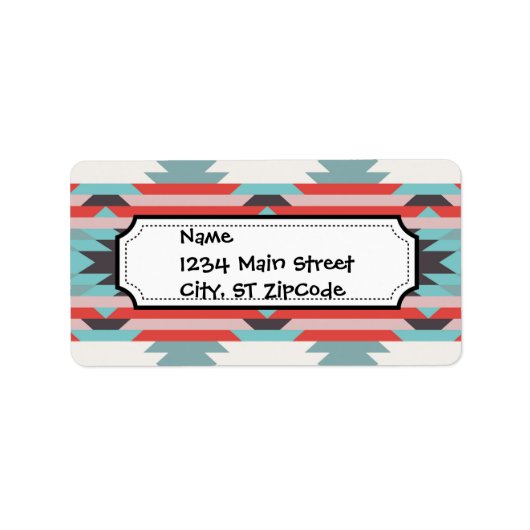 Aztec Tribal Muster Indianerblau Adressaufkleber (Vorne)