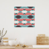 Aztec Tribal Muster Indianerblau Poster (Küche)
