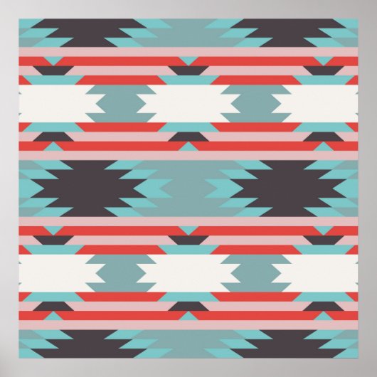 Aztec Tribal Muster Indianerblau Poster (Vorne)