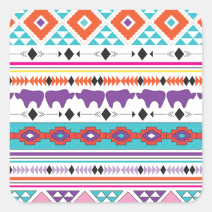 Aztec Tribal-Mustergrafik Quadratischer Aufkleber