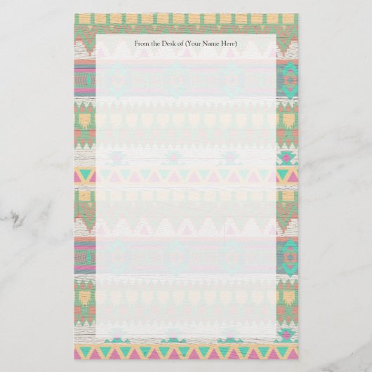 Aztec Tribal Native Pastel Geometric Muster Briefpapier (Vorderseite)
