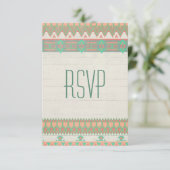 Aztec Tribal Native Pastel Peach/Aqua RSVP Karte (Stehend Vorderseite)