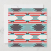 Aztec Tribal Pattern Indianer Rotes Blau Einladung (Rückseite)