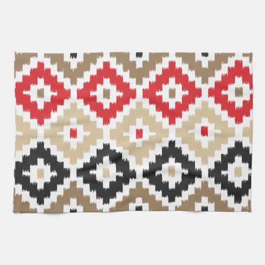 Aztec Tribal Print Ikat Diamond Muster Geschirrtuch (Horizontal)