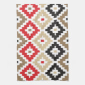 Aztec Tribal Print Ikat Diamond Muster Geschirrtuch (Vertikal)