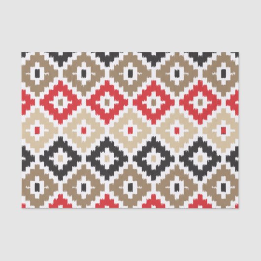 Aztec Tribal Print Ikat Diamond Muster Seidenpapier (Vorderseite)