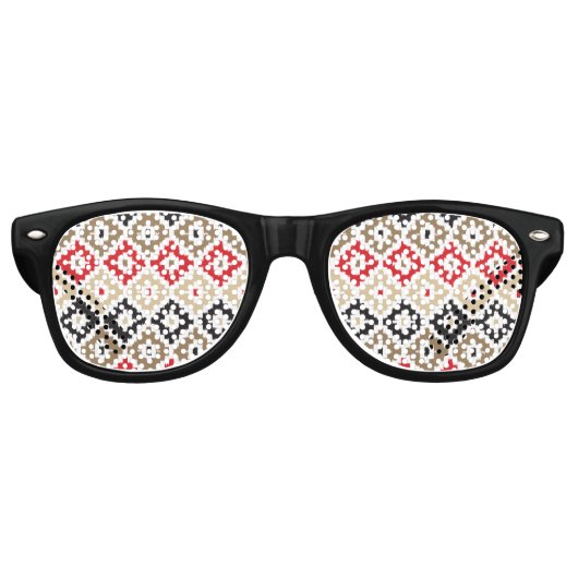Aztec Tribal Print Ikat Diamond Muster Sonnenbrille (Vorderseite)