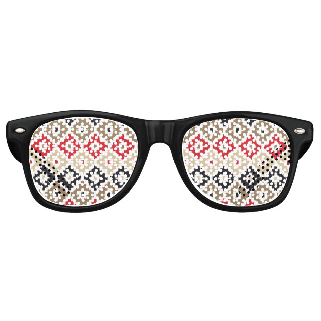 Aztec Tribal Print Ikat Diamond Muster Sonnenbrille (Vorderseite)