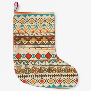 Aztec Tribal Striped Vintag Illustration Kleiner Weihnachtsstrumpf