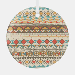 Aztec Tribal Striped Vintag Illustration Ornament Aus Glas