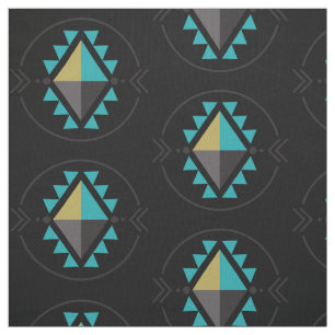Aztec Tribal Symbol Black Pattern Stoff