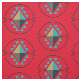 Aztec Tribal Symbol Red Pattern Fabric Stoff