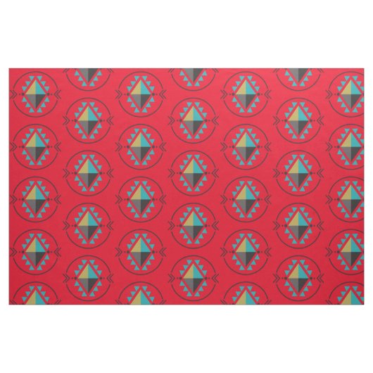 Aztec Tribal Symbol Red Pattern Fabric Stoff (Fat Quarter (45,7 x 55,9 cm))