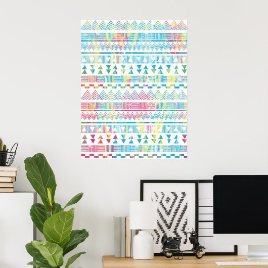 Aztec tribal vibrant abstract watercolors splatter poster (Heimbüro)