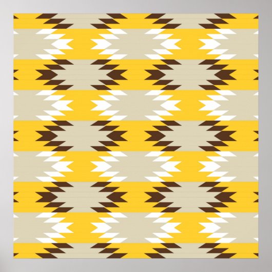 Aztec Tribal Yellow Brown Indianerdesigns Poster (Vorne)
