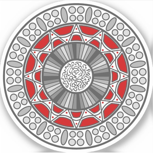 Aztec trifft Alien Contour Sticker (Vorderseite)