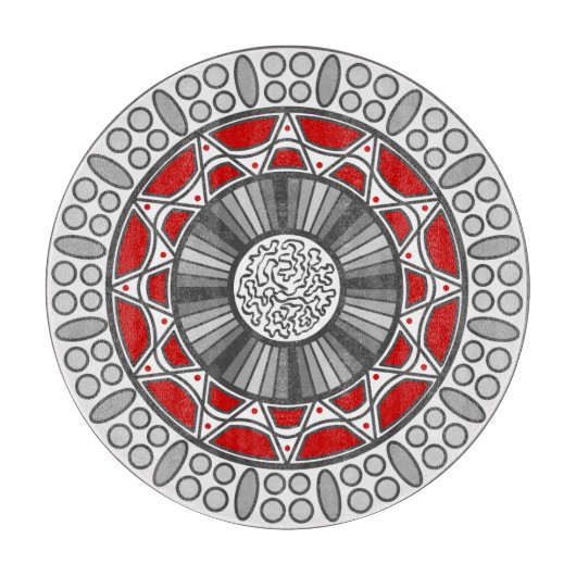 Aztec trifft Alien Glass Cutting Board Schneidebrett (Vorderseite)